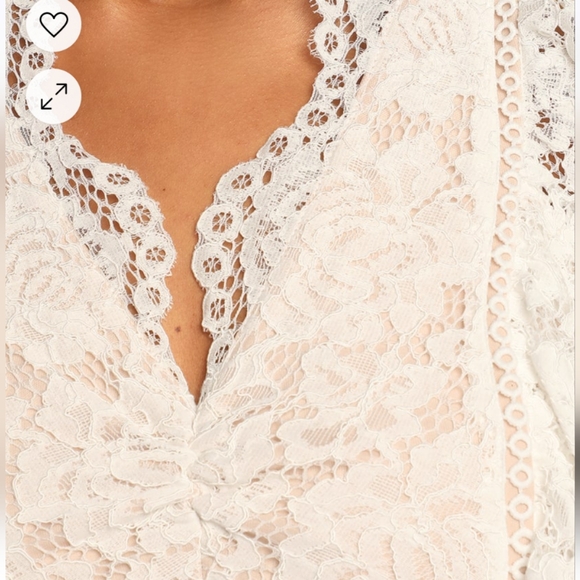 Lulus: Properly Poised Ivory Lace Ruffled Crop Top - Picture 6 of 7